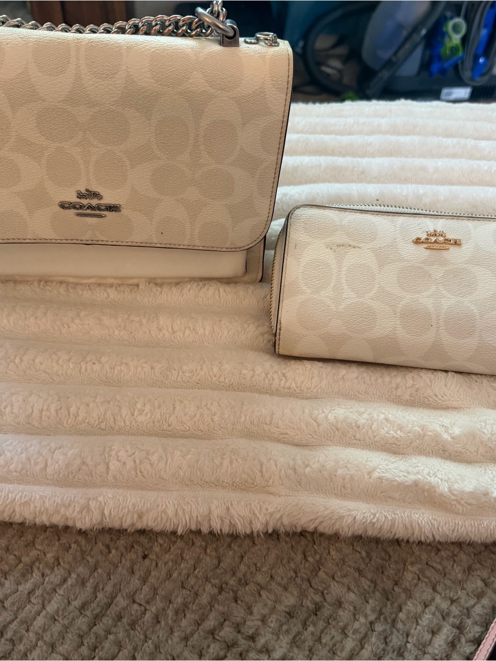 Coach Signature Canvas Crossbody Bag in Cream with matching wallet